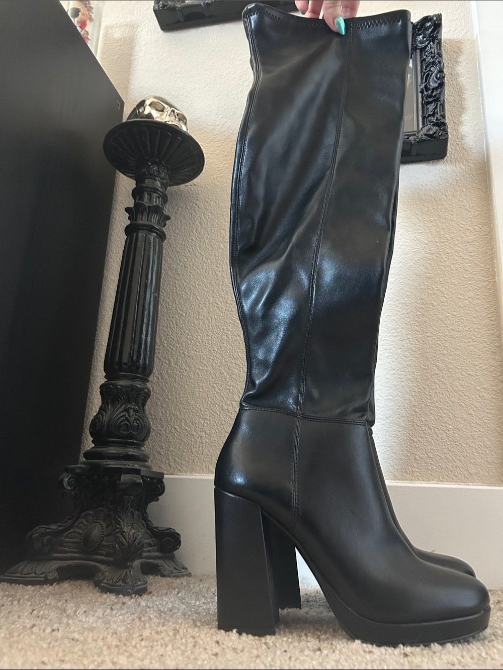Steve Madden Black Over-the-Knee Block Heel Boots